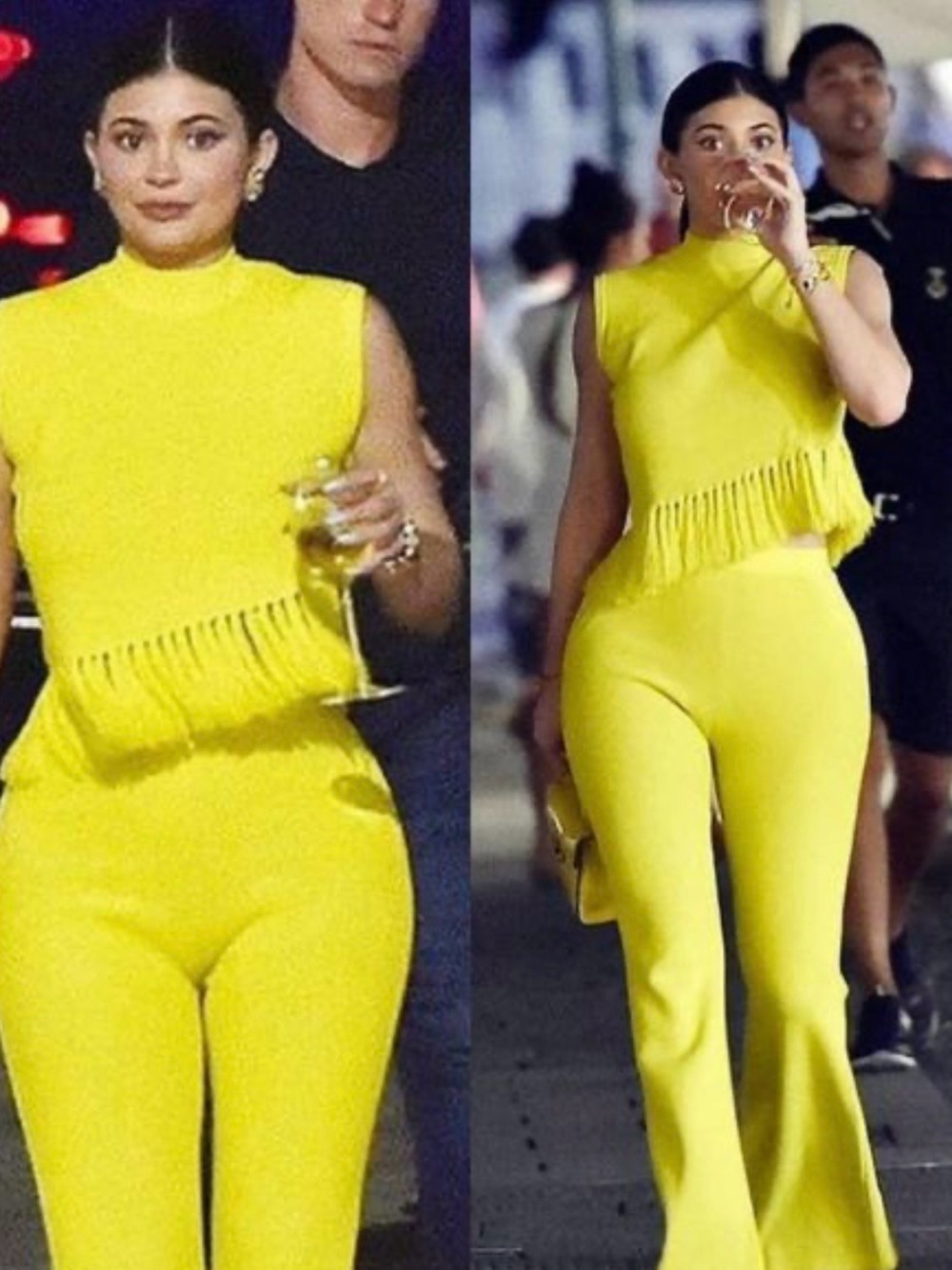HANIFA Mikayla Pant Set in Blazing Yellow Fringe Wide Leg Pant RARE! size Large